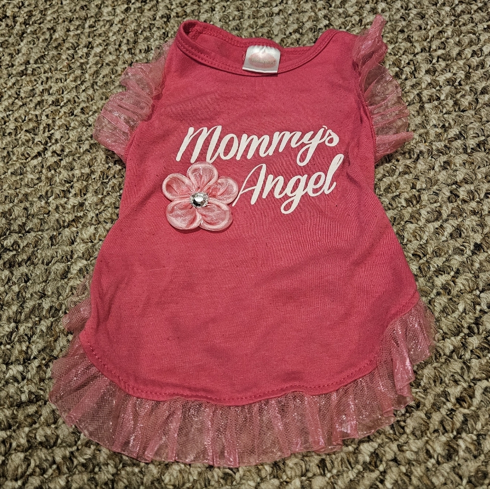 Pink Ruffled Sm. dog shirt- Mommy's Angel
